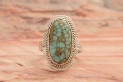 Genuine #8 Mine Turquoise Sterling Silver Navajo Ring